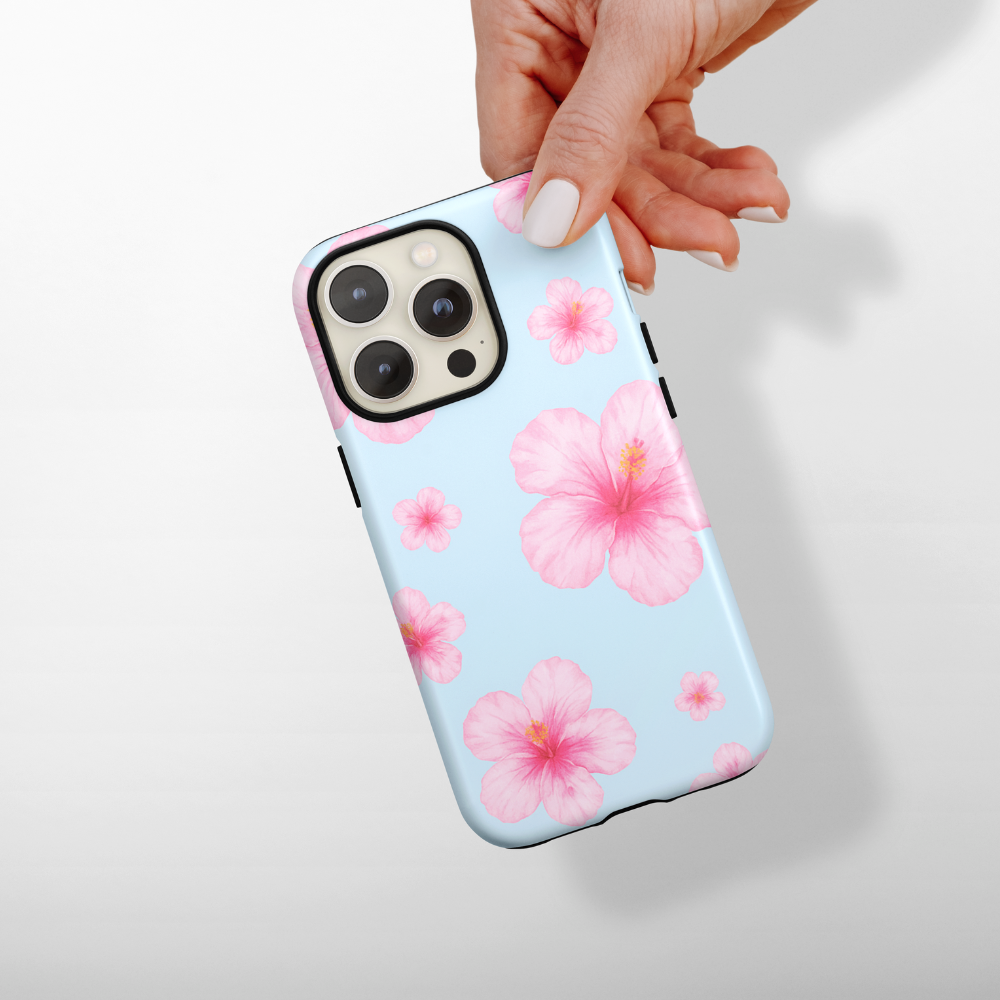 Tough Phone Case - Island Girl Baby Blue Hibiscus