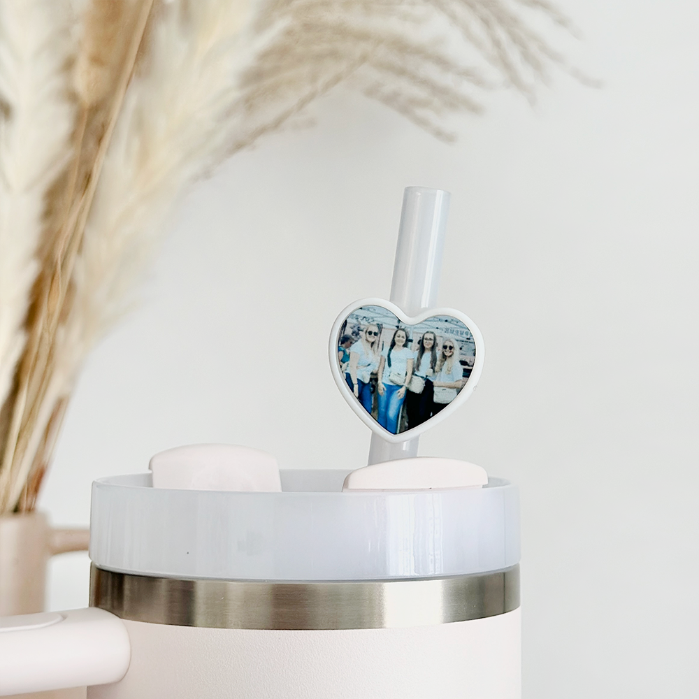 Personalised Heart Straw Topper - White