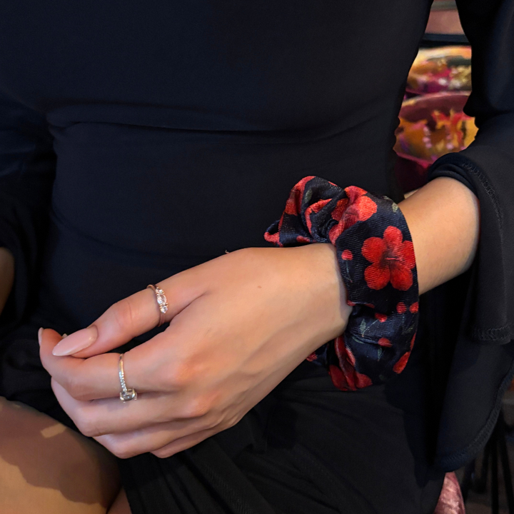 Cherry Hibiscus Scrunchie