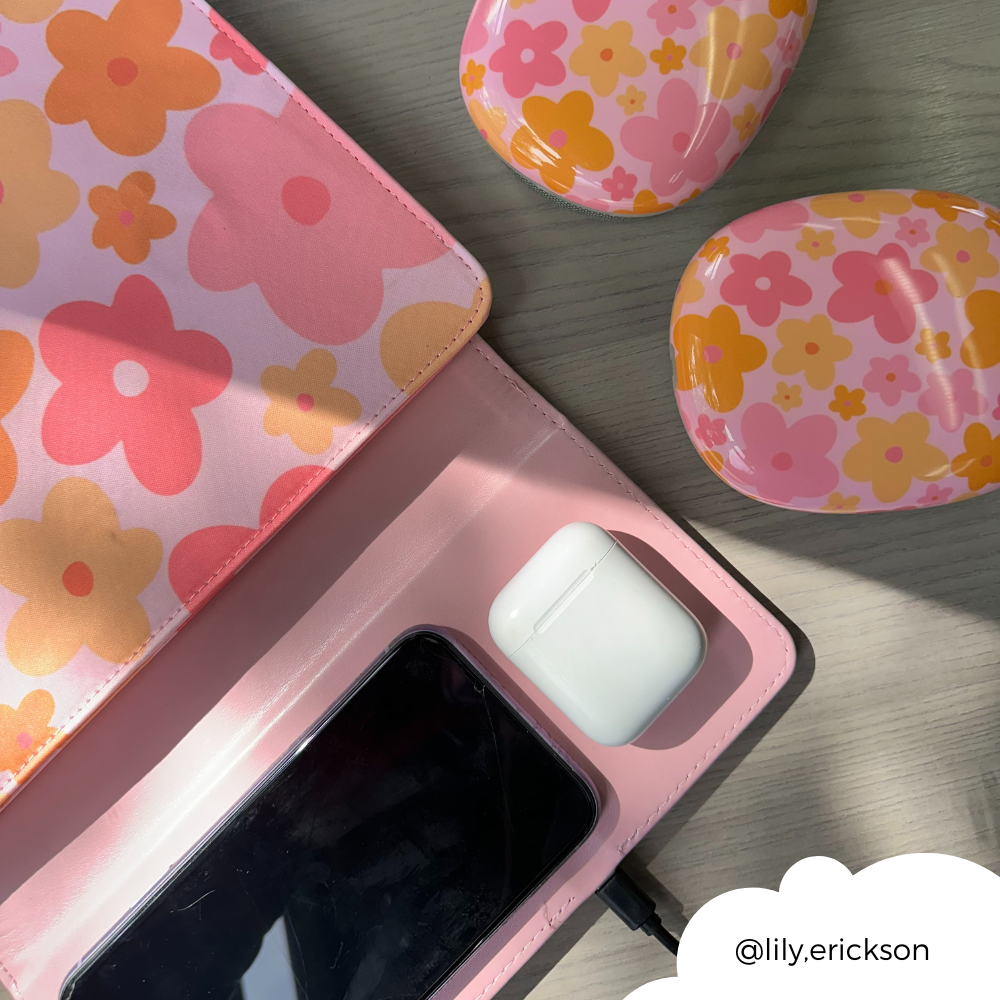 Wireless Charging Laptop Sleeve - Pink & Orange Bloom