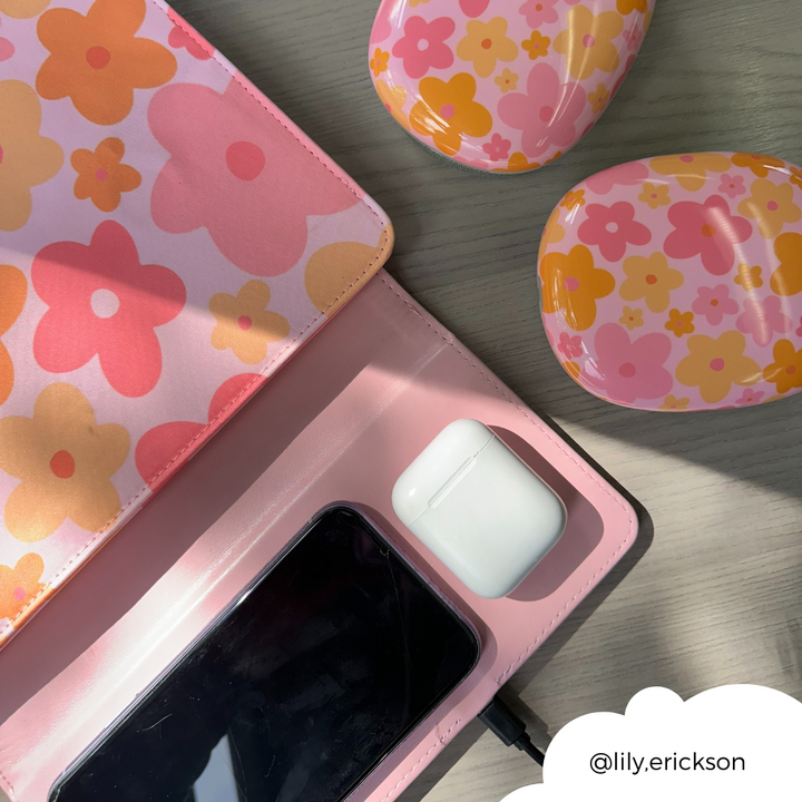 Wireless Charging Laptop Sleeve - Pink & Orange Bloom