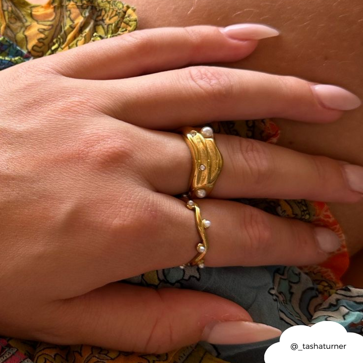 Tide Set Pearl Ring
