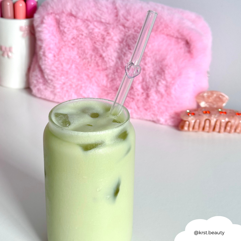 Glass Straw Set - Pink Heart