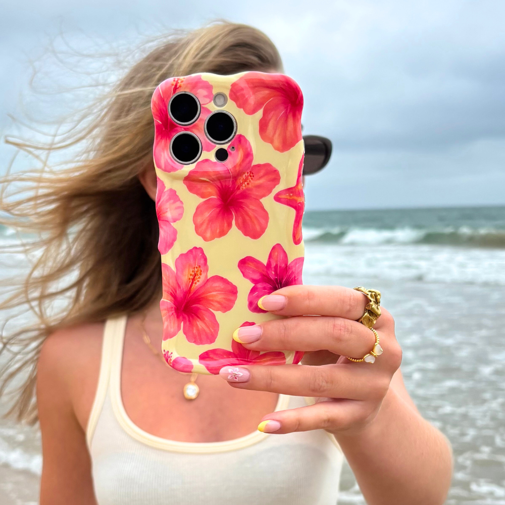 Wavy Phone Case - Island Girl Butter Yellow Hibiscus