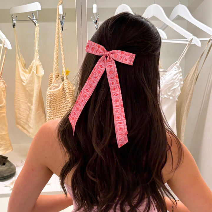 Ribbon Bow Clip - Seashell Riviera
