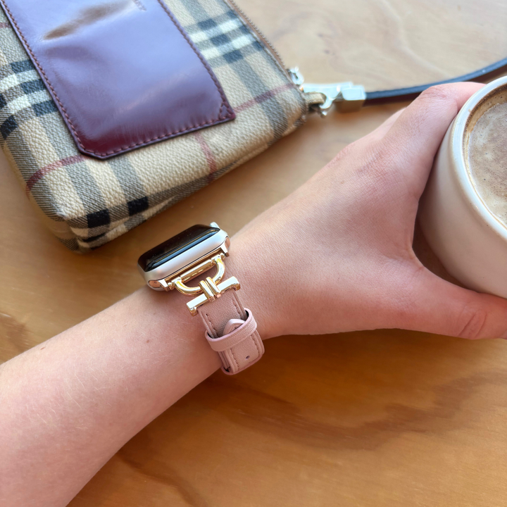 Vegan PU Leather Apple Watch Strap - Pink Chai