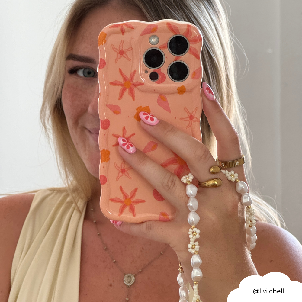 Beaded Phone Strap - Pearl Core