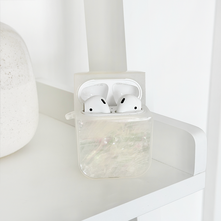 Real Natural Shell Airpods Case - White