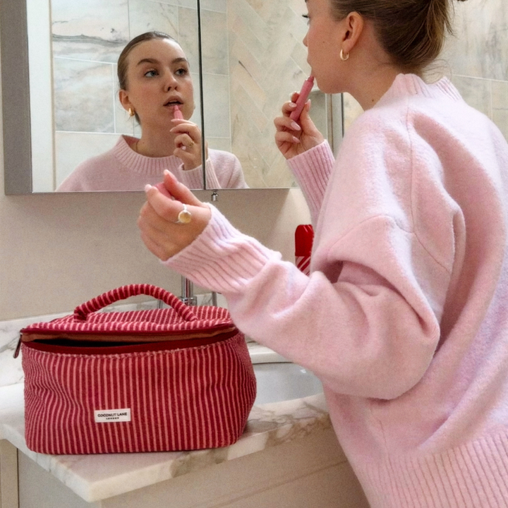 Travel Towel Vanity Case - Mulberry Stripes