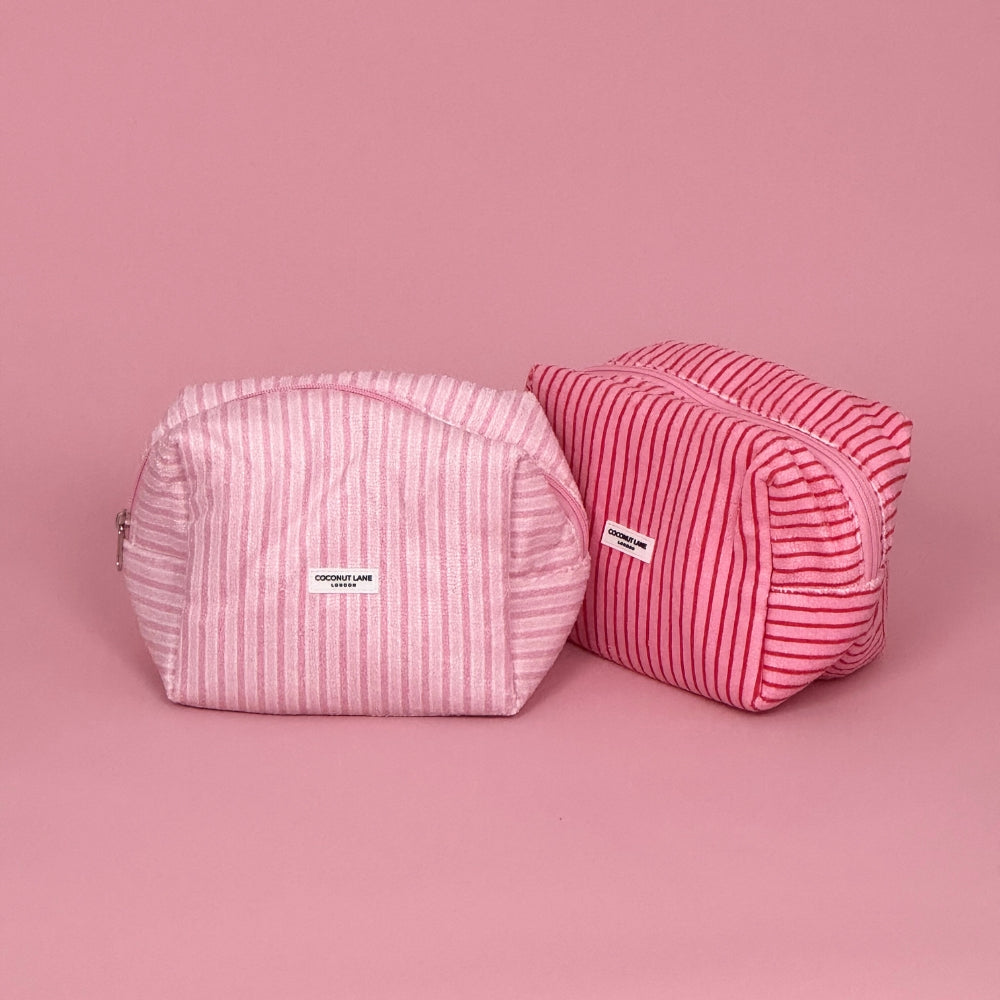 Towel Makeup Bag - Cherry Stripe