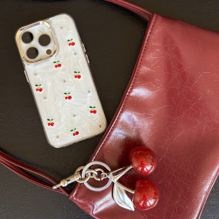 Cherry Bag Charm - Silver