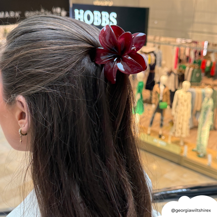 Tropical Flower Claw Clip - Burgundy