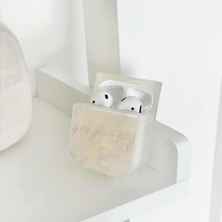 Real Natural Shell Airpods Case - White