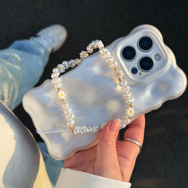 Beaded Phone Strap - Daisy Pearl