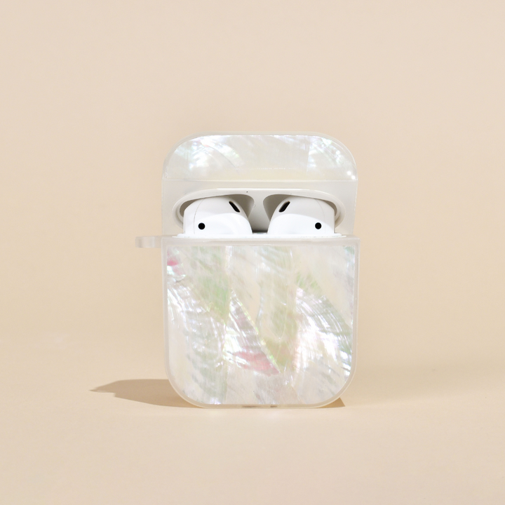 Real Natural Shell Airpods Case - White