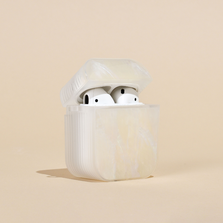 Real Natural Shell Airpods Case - White