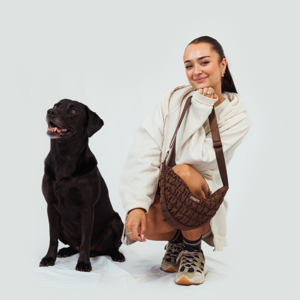 Crossbody Crescent Dog Walking Bag Bundle - Espresso