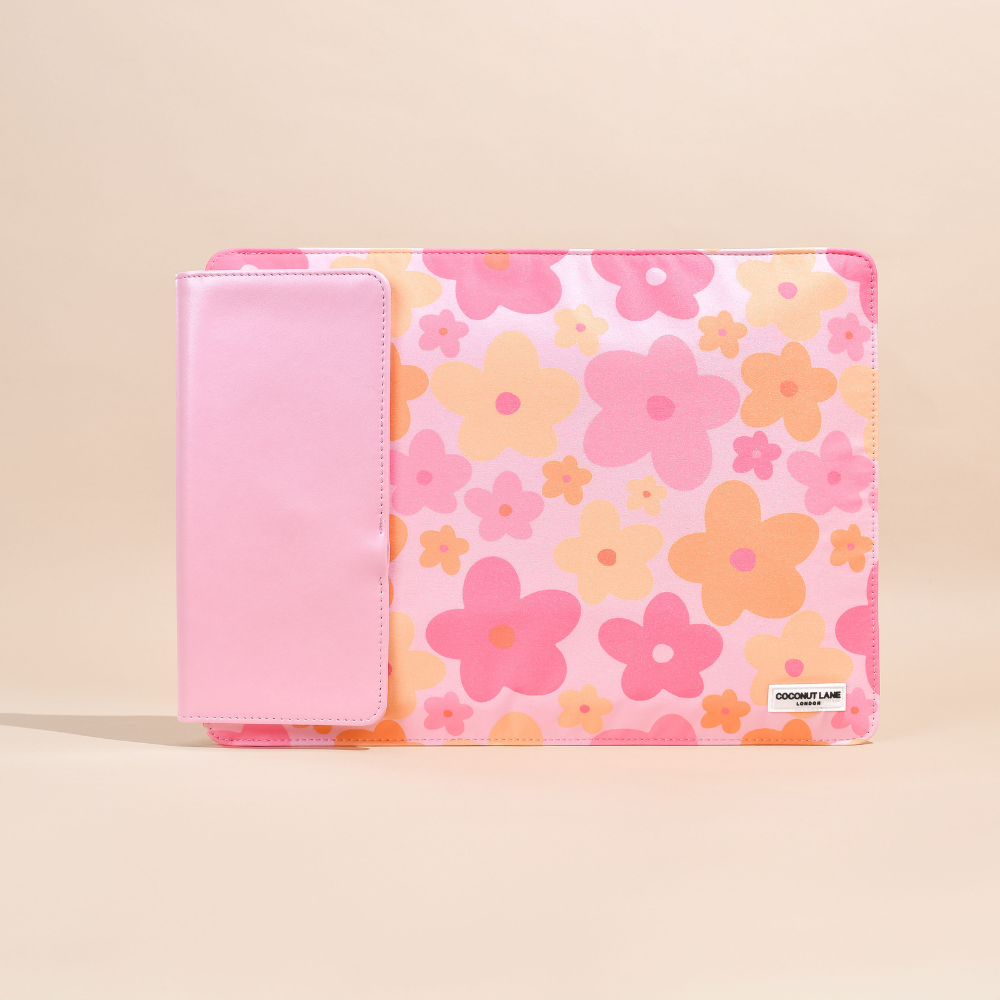 Wireless Charging Laptop Sleeve - Pink & Orange Bloom