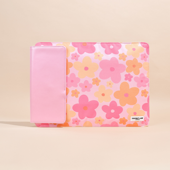 Wireless Charging Laptop Sleeve - Pink & Orange Bloom