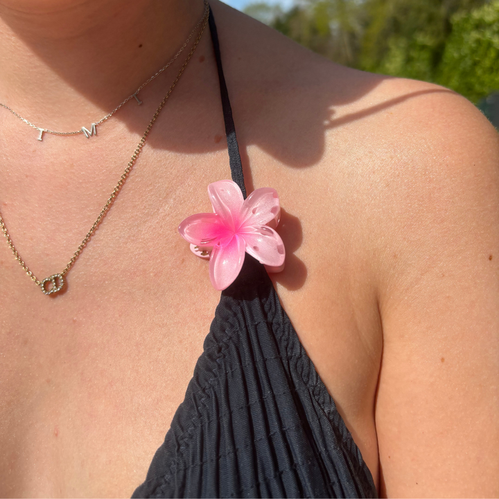 Mini Tropical Flower Claw Clip - Pink