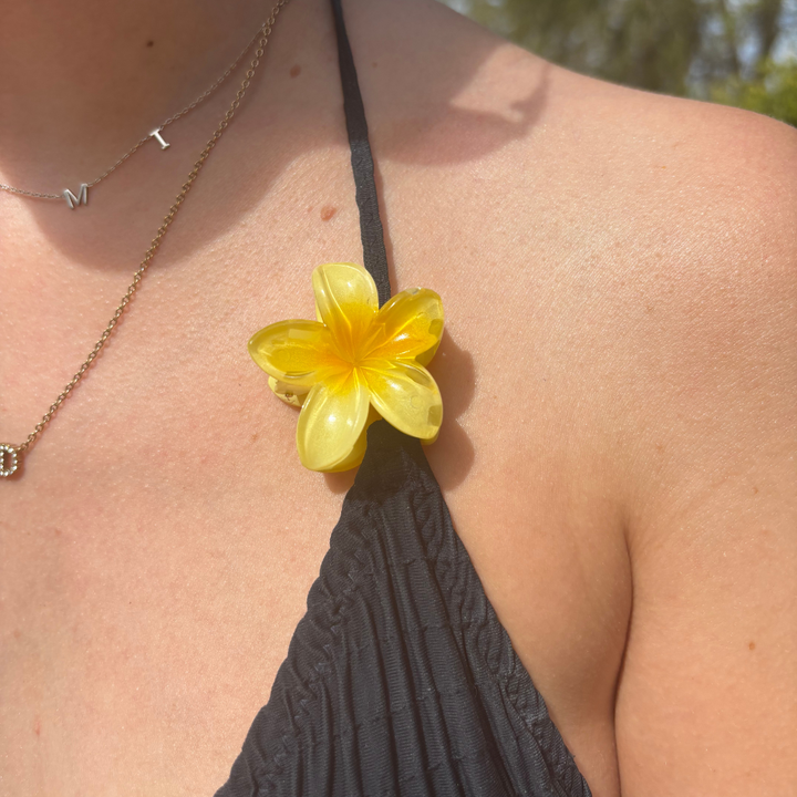 Mini Tropical Flower Claw Clip - Butter Yellow