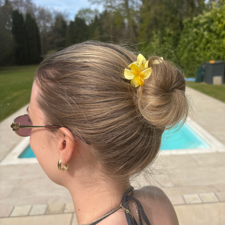 Mini Tropical Flower Claw Clip - Butter Yellow