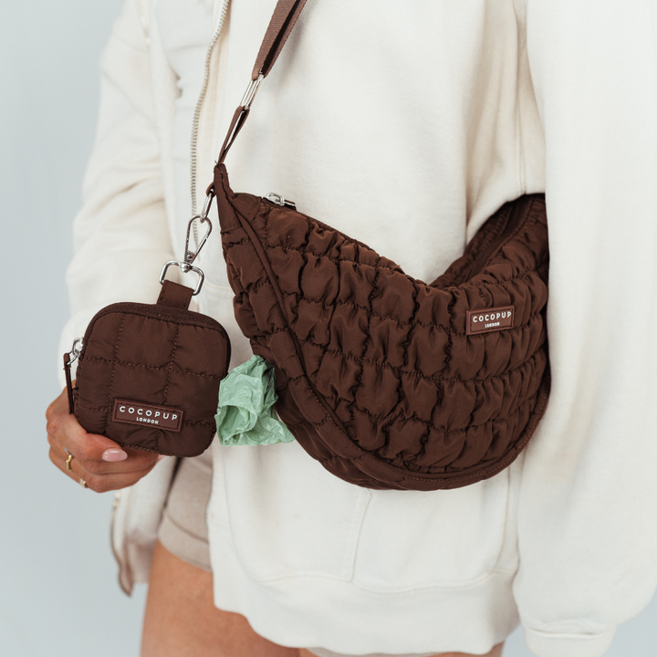 Crossbody Crescent Dog Walking Bag Bundle - Espresso