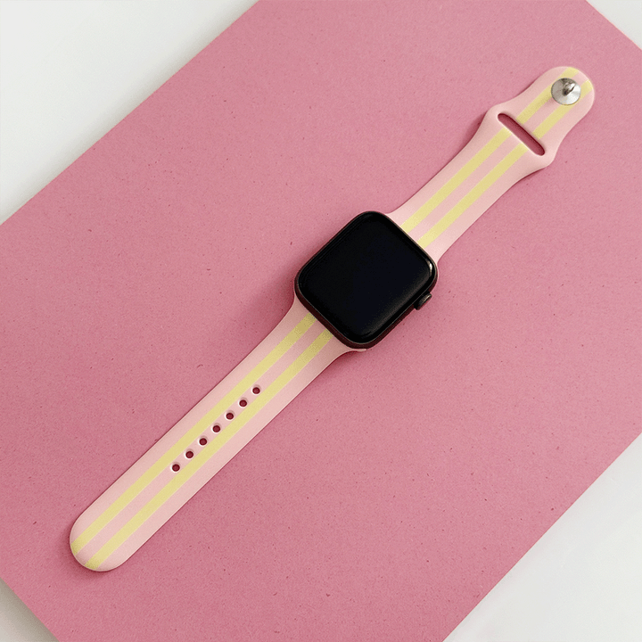 Yellow and pink stripe Apple Watch Strap.