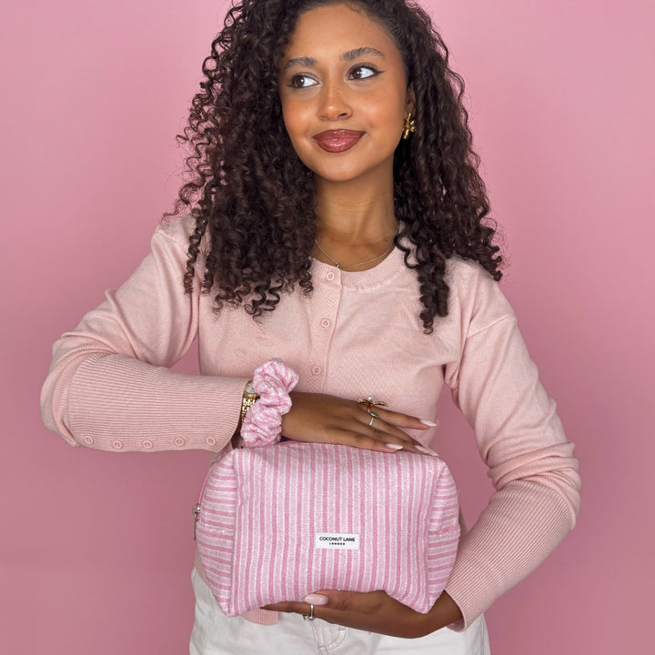 Towel Makeup Bag - Powder Stripe