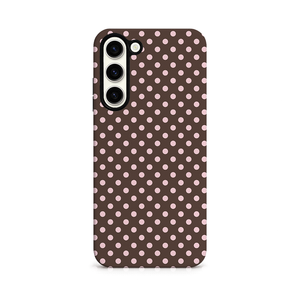Samsung Tough Phone Case - Brown Polka Dot