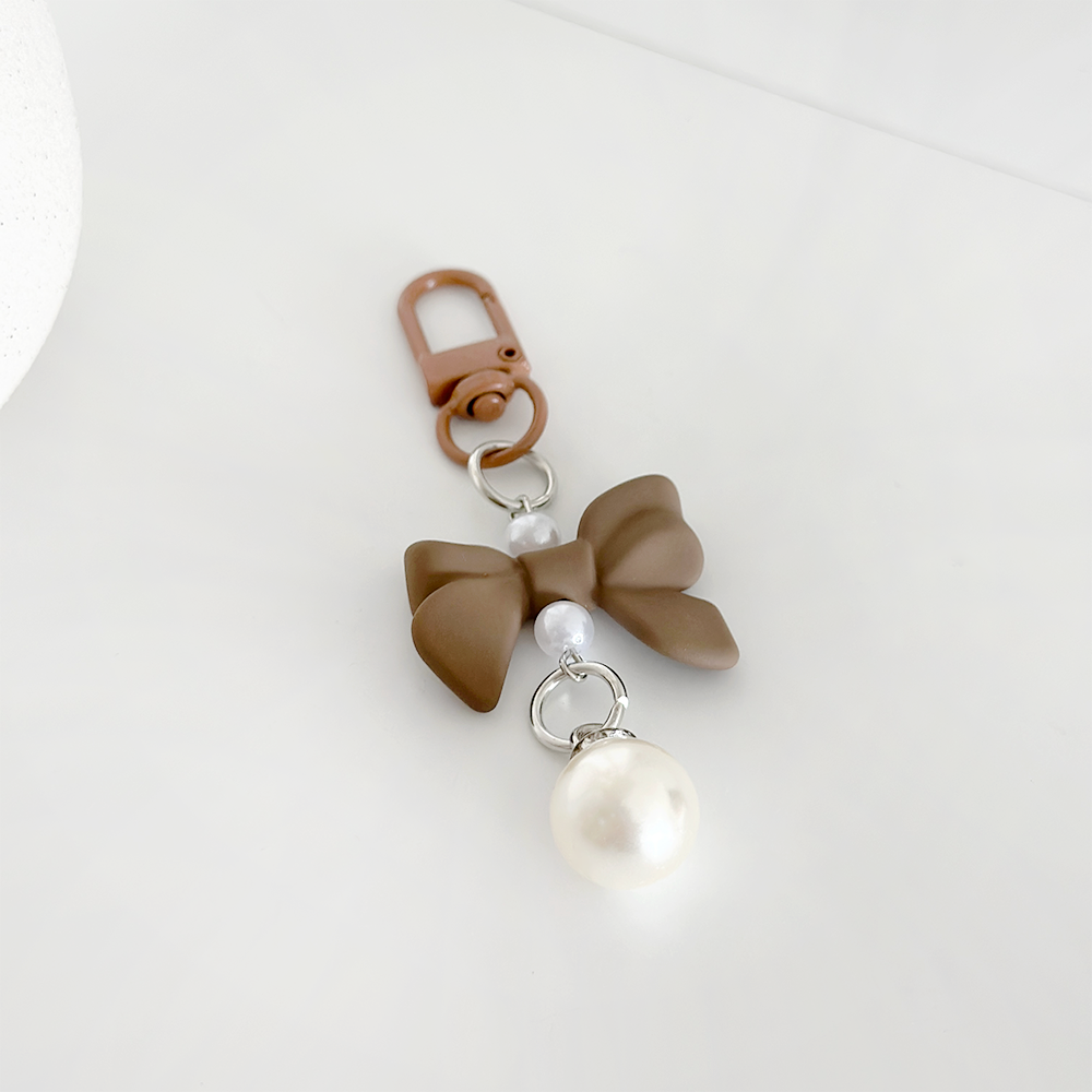 Coquette Bow Keyring - Brown