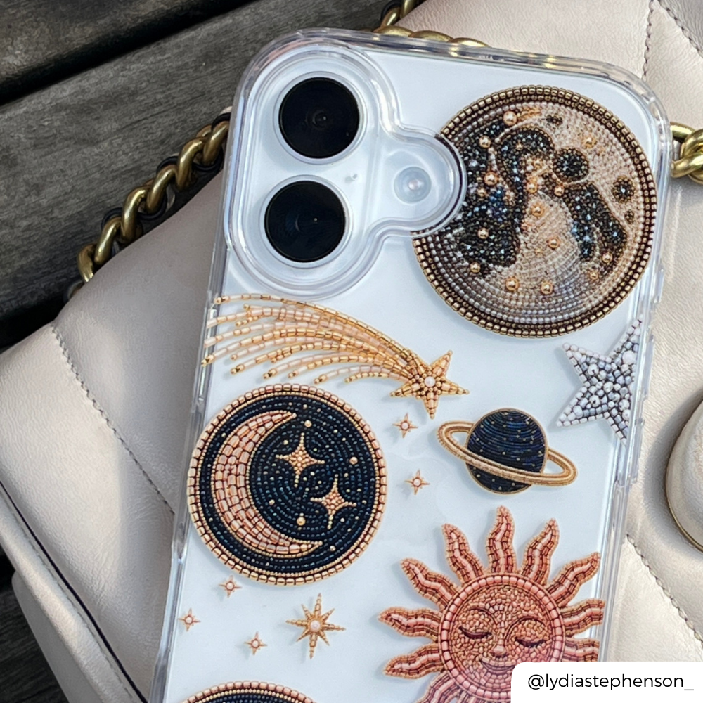 Celestial After Dark Clear Phone Case on a bag