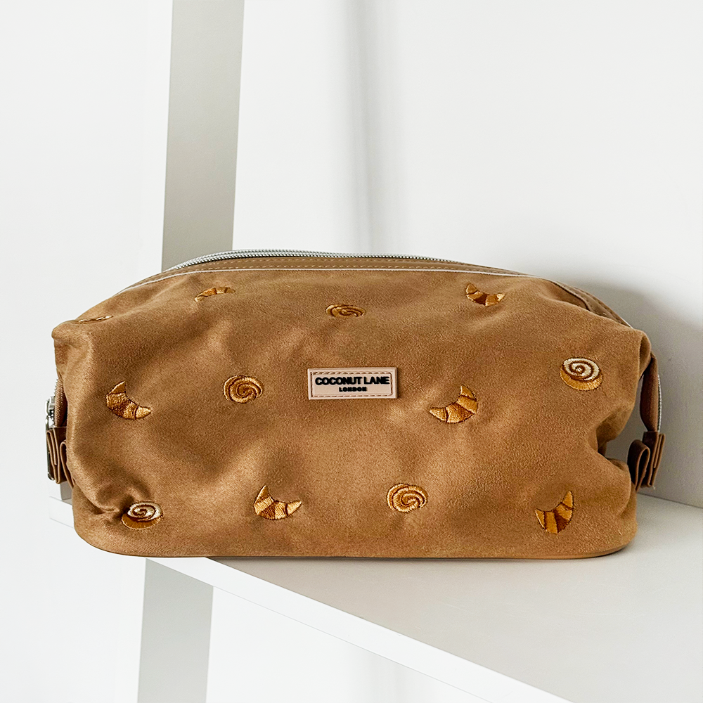 Suedette Expandable Makeup Bag - Croissant Club