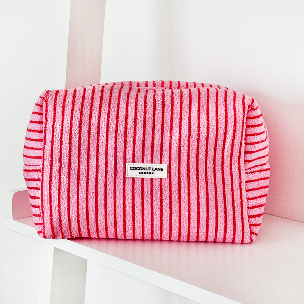 Towel Makeup Bag - Cherry Stripe