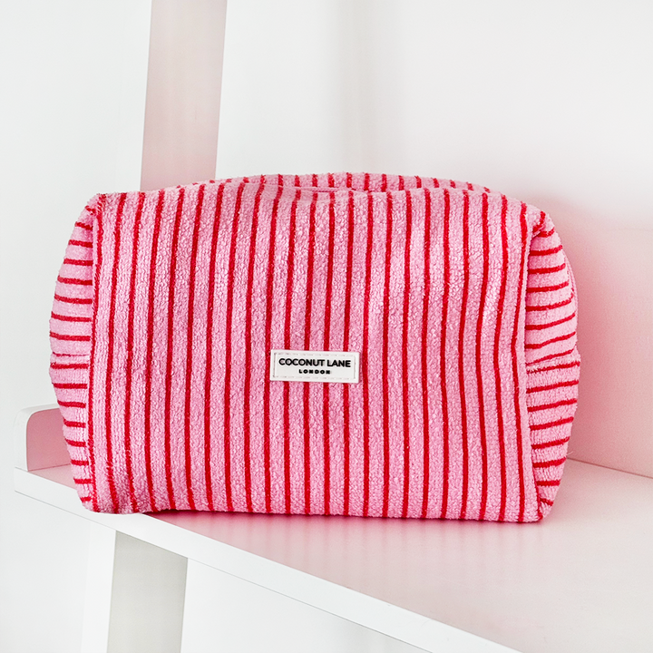 Towel Makeup Bag - Cherry Stripe