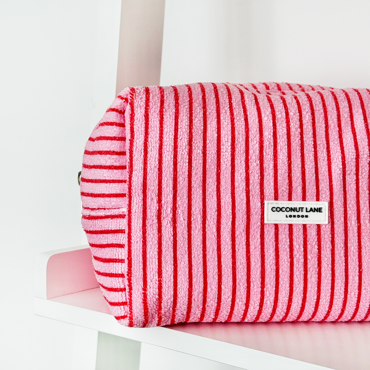 Towel Makeup Bag - Cherry Stripe