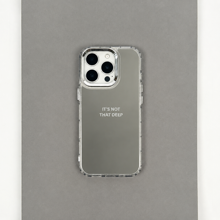 Mirror effect phone case with motivational slogan printed onto the mirror.