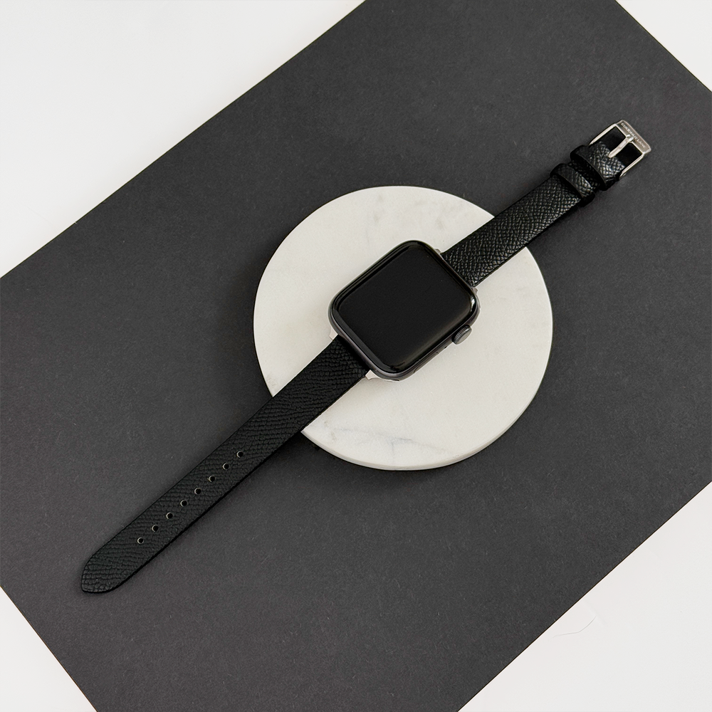 Vegan Textured PU Leather Apple Watch Strap - Black