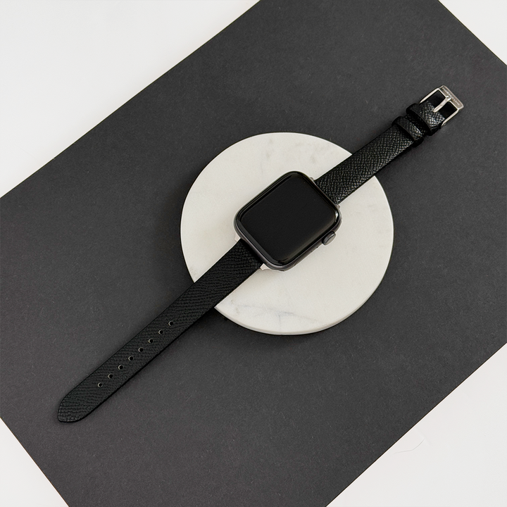 Vegan Textured PU Leather Apple Watch Strap - Black