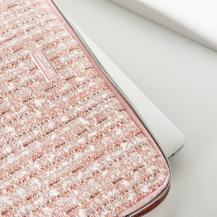 Pink Textured Tweed Laptop Sleeve