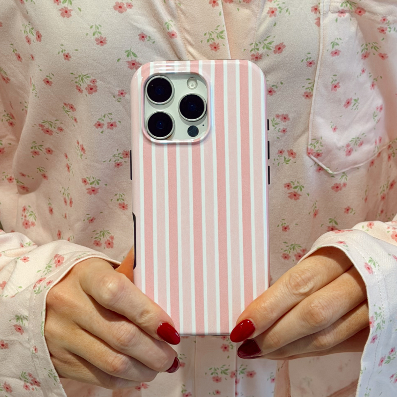 Close up shot of the Powder Stripes Tough Phone Case