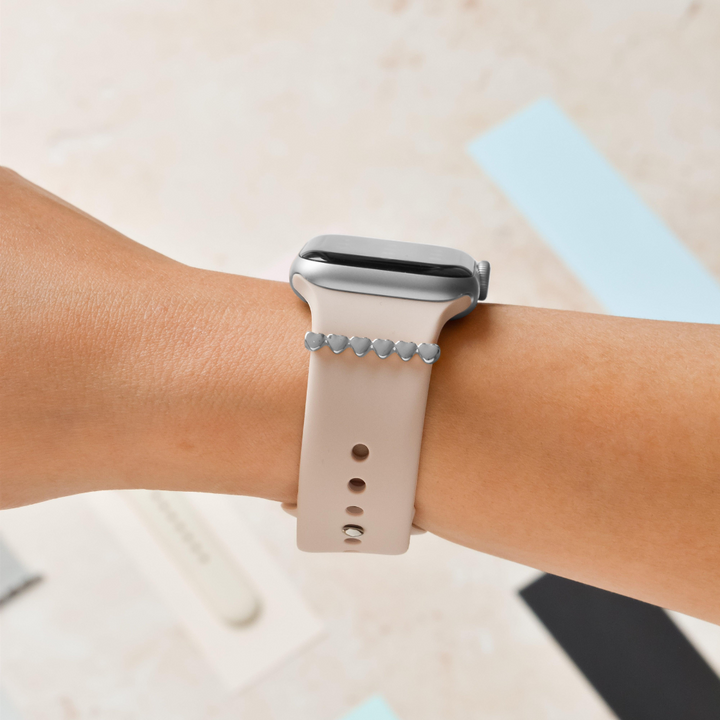 Watch Strap Charm - Silver Hearts