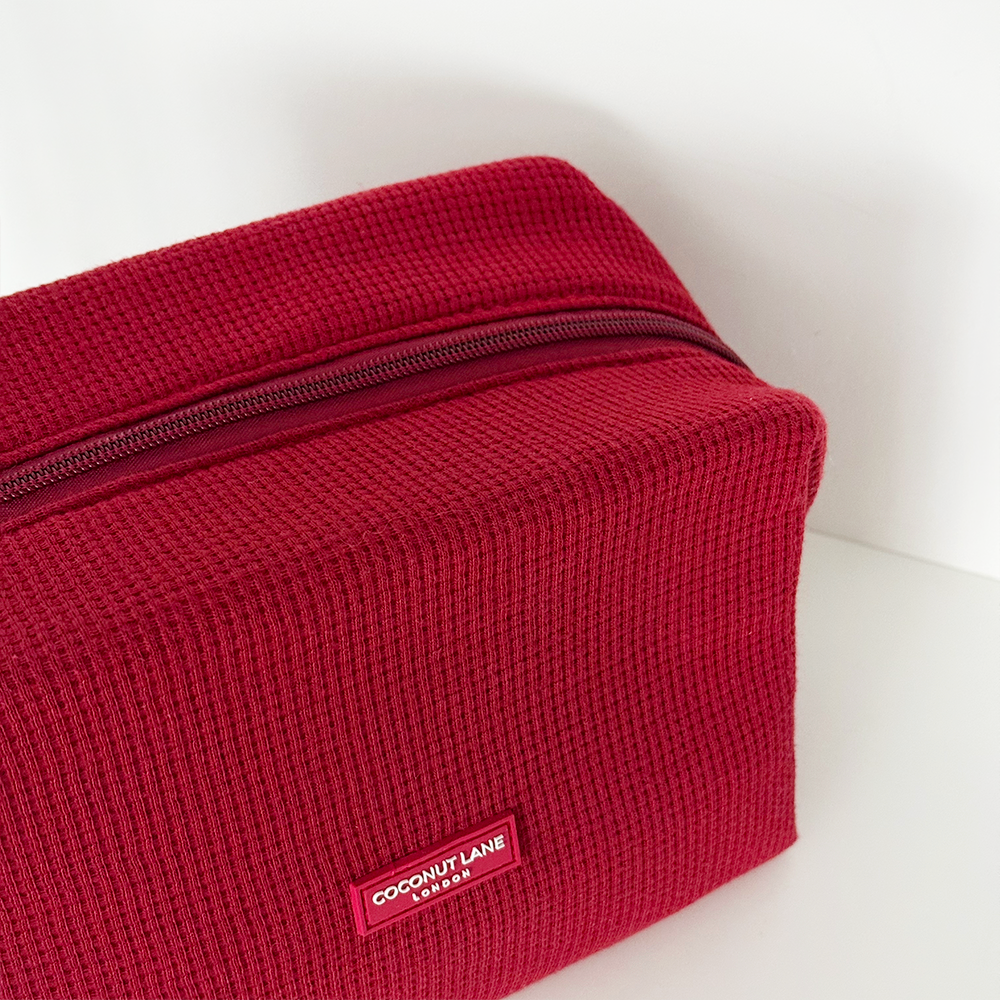 Waffle Makeup Bag - Burgundy