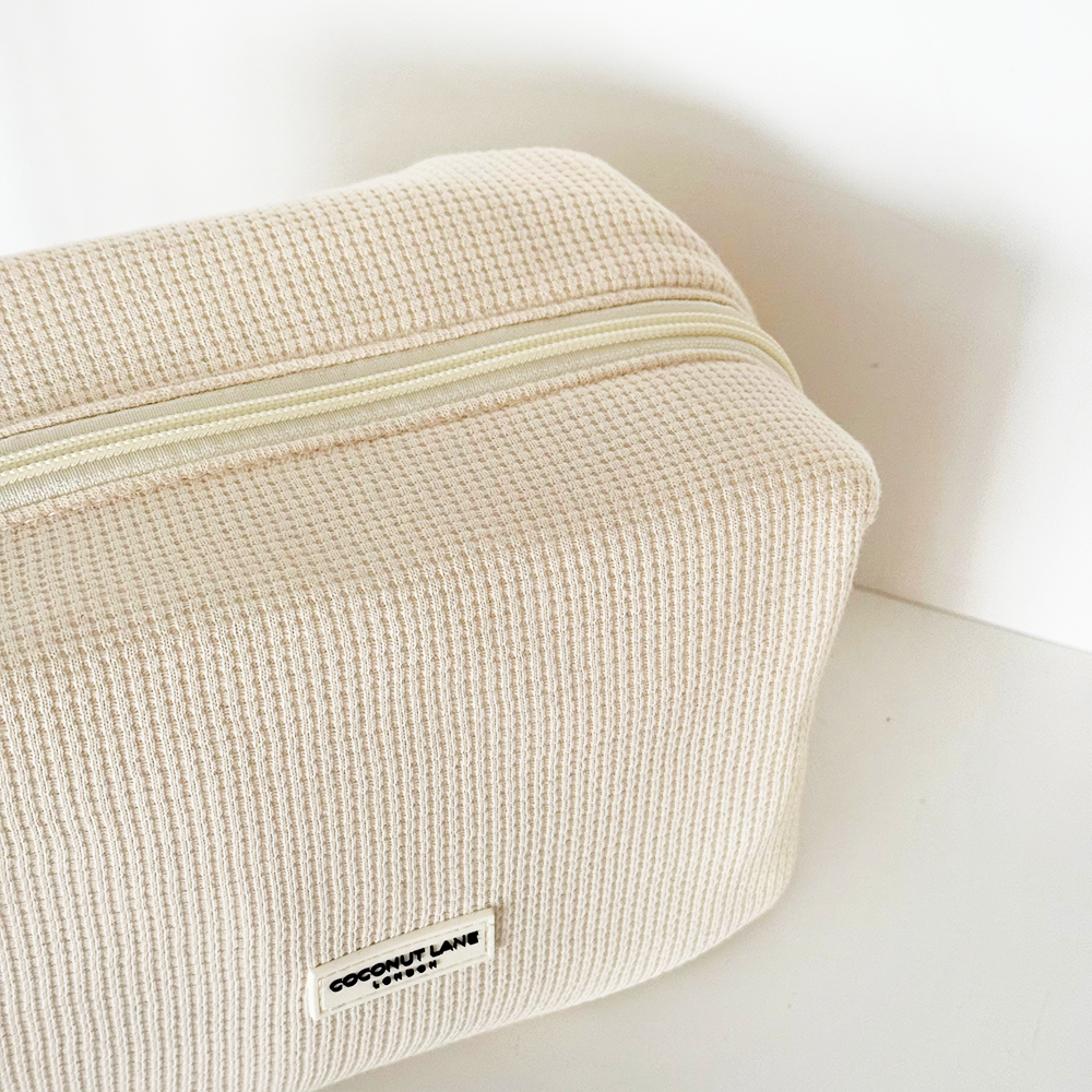 Waffle Makeup Bag - Cream