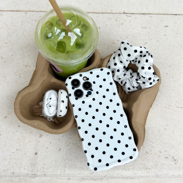 Wavy Phone Case - White Polka Dot