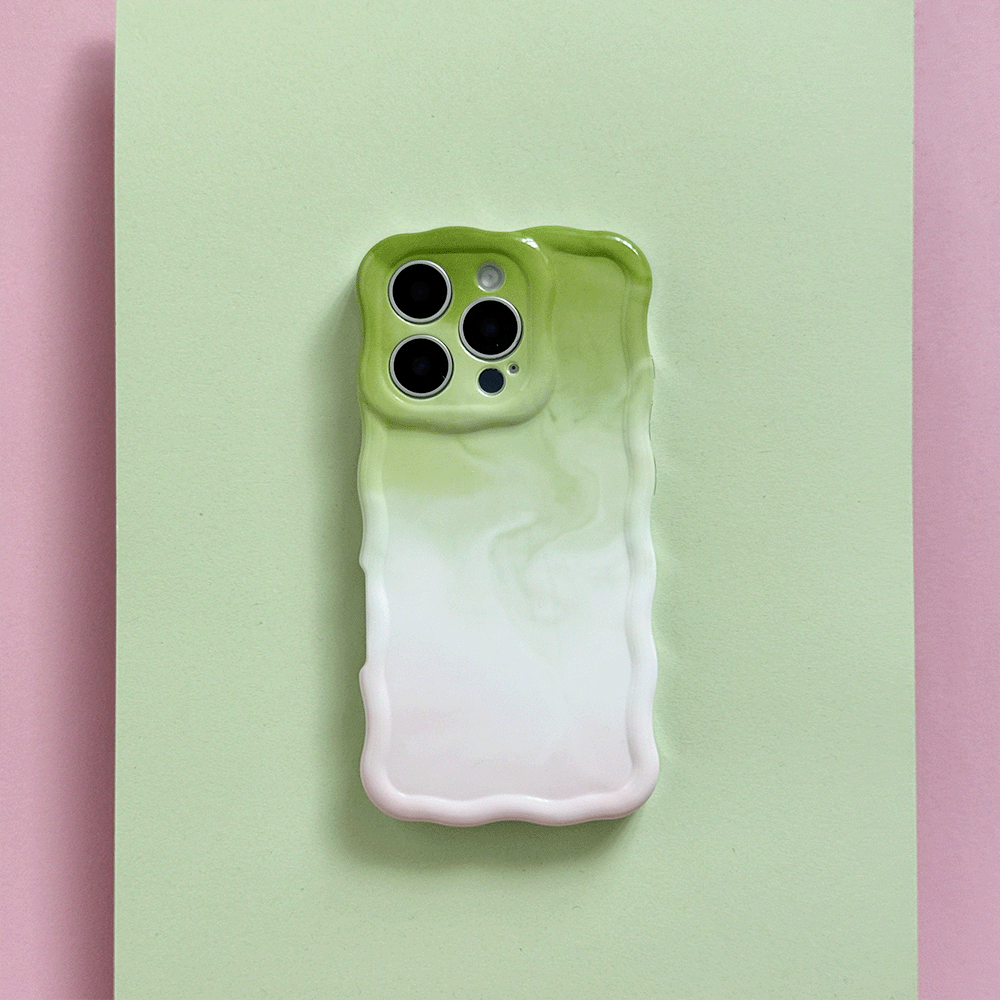 Green and pink ombre effect Phone Case. Colour fades from green at the top into white, into pink. 