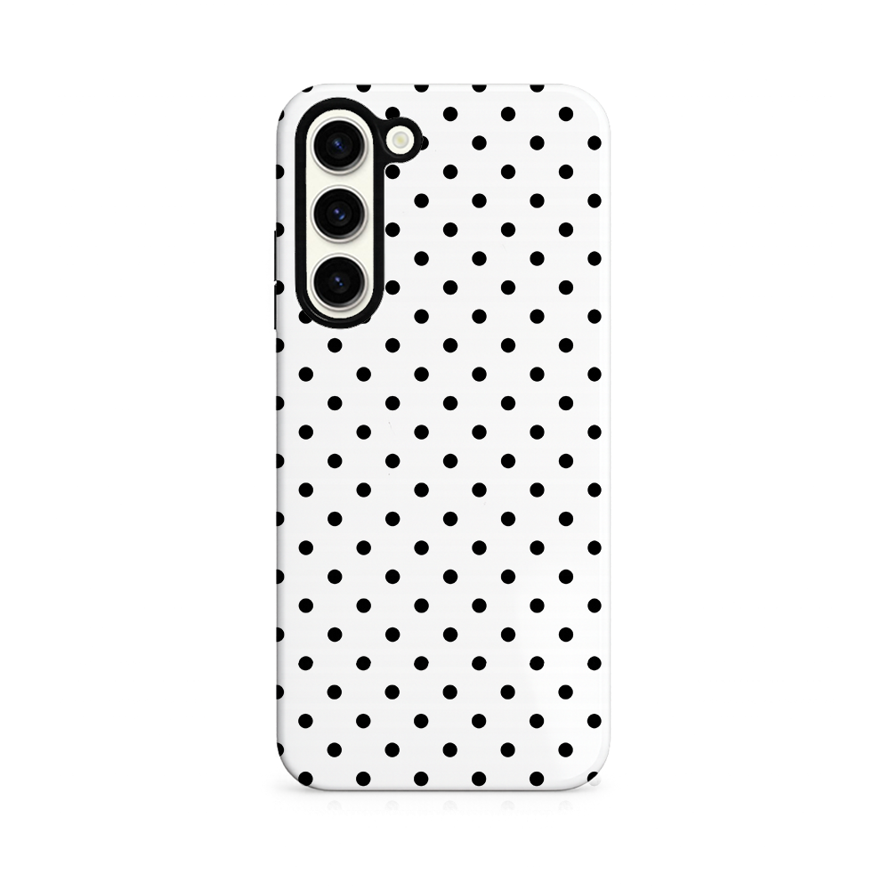 Samsung Tough Phone Case - White Polka Dot