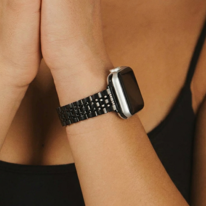Slim Stainless Steel Apple Watch Strap - Black
