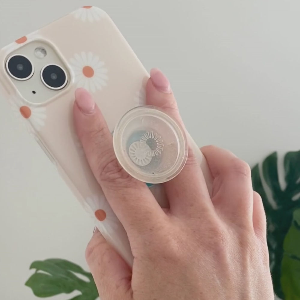 PopSocket Grip - Clear Silver Glitter