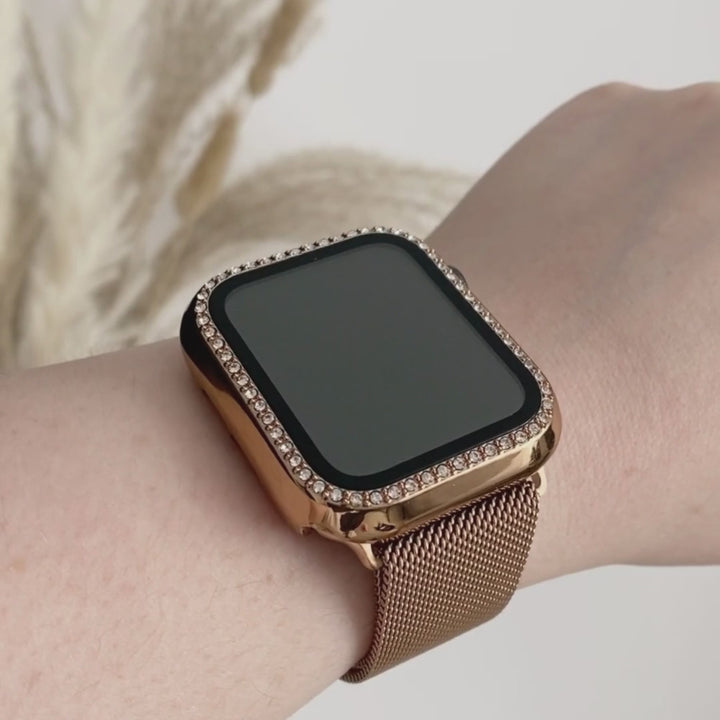2-in-1 Apple Watch Case & Built-In Screen Protector  - Rose Gold Diamante